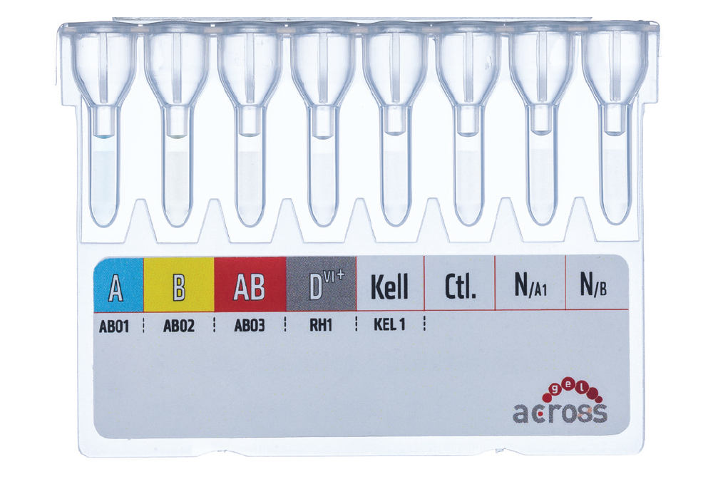 Cartela Across Gel<sup>®</sup> Forward & Reverse ABO cu D<sup>vı+</sup>/Kell