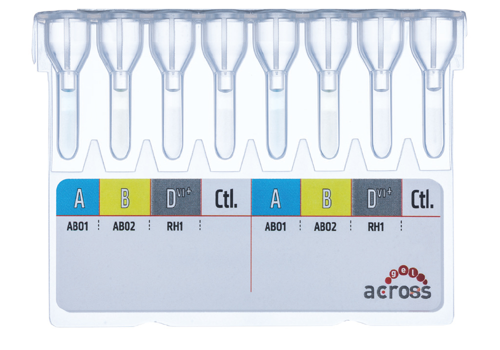 Cartela Across Gel<sup>®</sup> Double ABO/D<sup>vı+</sup>